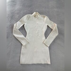 GAUGE81 Womens Cream White Elegant Long Sleeves Mock Neck Sweater Dress Size S